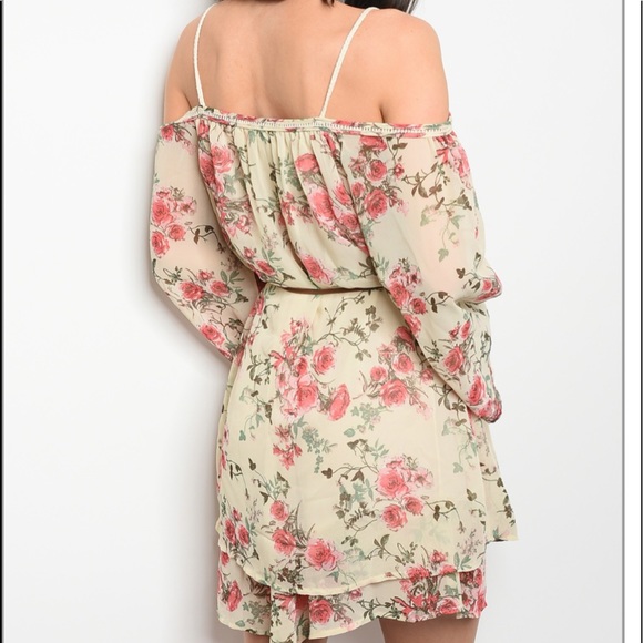 Off Shoulder Floral Print Tunic Dress SIZES S M L - Picture 2 of 7